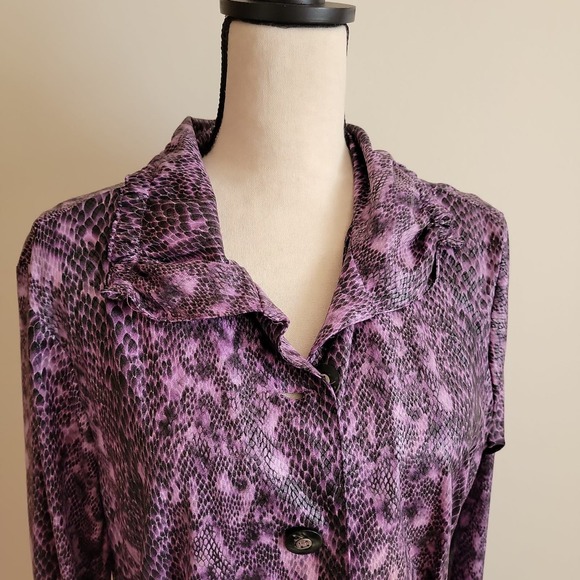 Sharon Young Purple Reptile Snake Skin Pattern Jacket Sz XL - Picture 2 of 5